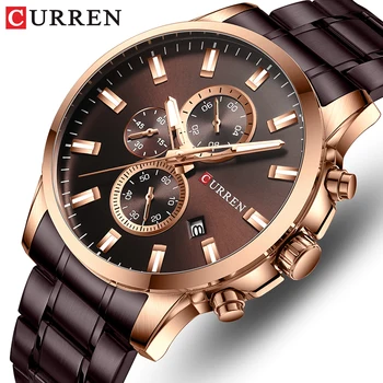  Top CURREN Relógios de Homens de Marca de Luxo de Quartzo Moda Relógio masculino Impermeável Esportes Relógio de Pulso de Aço Cronógrafo Relógio Masculino
