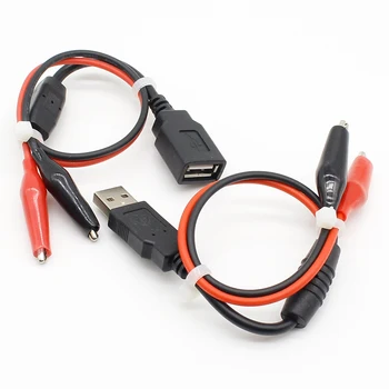  1pair USB pinças de Crocodilo fio Macho/fêmea USB tester Detector de Tensão DC medidor de amperímetro capacidade de medidor de energia