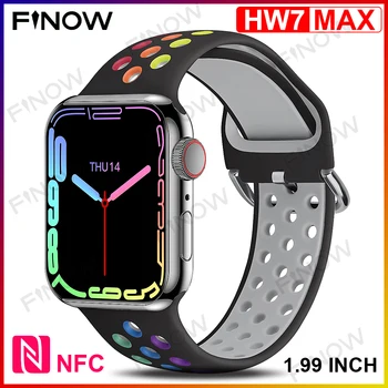  HW7 Max Smart Watch 2022 Série 8 Aço Inox de 45mm iwo14 Girar o Botão Bluetooth reloj Smartwatch para homens PK DT7 Fly7 Pro