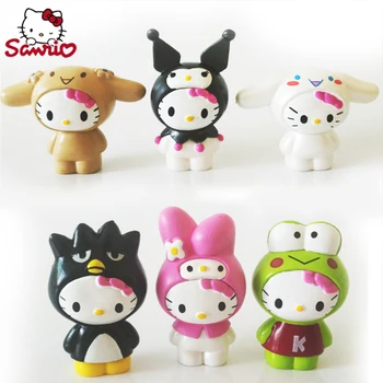  Sanrio Kawali 6 Pcs/set Kt Gato Cos de Bebê da Minha Melodia Cinnamoroll Kerokero Kuromi Anime Figura de Boneca Brinquedos Kawaii Doll Enviar Presentes