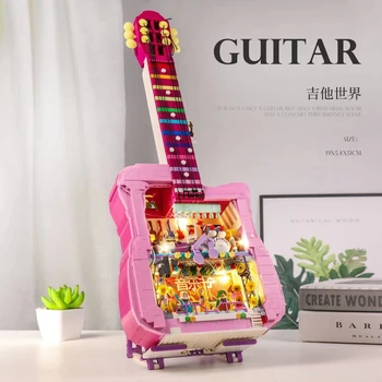  1710PCS Sonho Criativo Guitarra Blocos de Construção da Arquitetura Com Luzes de LED e Suporte a Decoração da Casa Modelo de Tijolos de Brinquedo Para as Meninas Presentes