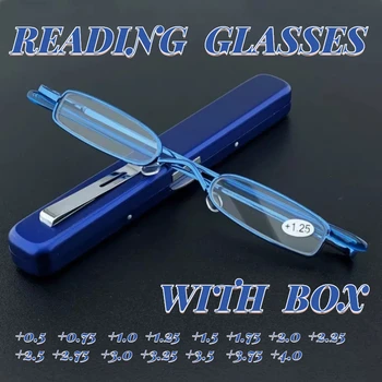  Homens de Óculos de Leitura de Metal Portátil Óculos com Caixa de Womern Óculos Olho Cuidados Leitor de Óculos de Armação de Metal +125 +375