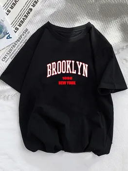  Brooklyn 1898 Mulheres de Nova York Gráfico Impresso T-Shirt Fashion Girl O-pescoço 2023 Streewear Roupas Causal do sexo Feminino Y2K Tops Tee