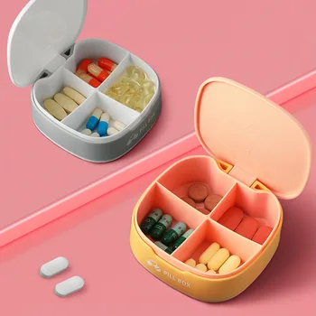  1 PCS Pílula Caso Para Tablets 4 Cingi-Medicina Pílula do Organizador de Drogas Cápsula de Plástico, Caixa de Armazenamento Divisor Semanal de Viagem Cortador de pílulas