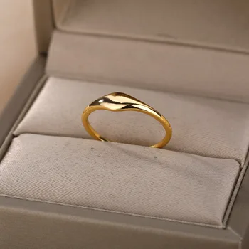  De Aço Inoxidável Irregular Anéis Para As Mulheres De Cor Geométricas Anel De Dedo Clássica Simples Empilhável Banda De Casamento Jóias De Presente