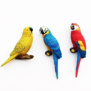  Criativo Ímã Ímã De Geladeira Animal De Aves Papagaio Ímã De Geladeira Com Resina Decorativos Magnético Do Ímã Fivela Mensagem Adesivo