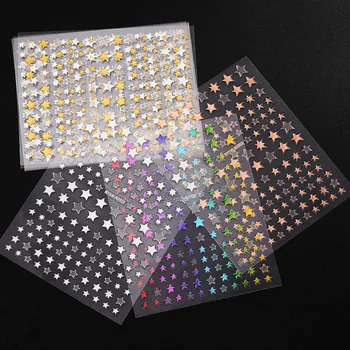  9pcs/Pack Star Nail Art Adesivos Adesivos de Nail Art 3D Suprimentos Auto-Adesivo Adesivo para Unhas de Acrílico Encantos Folhas de Dicas de Manicure