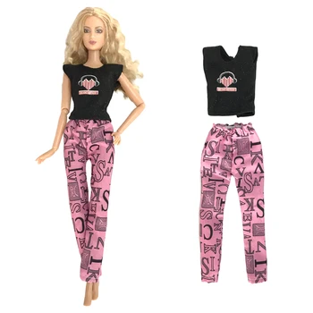  NK Oficial Trajes de Moda Colete Preto Padrão Legal Calças Diário de usar Roupas de Verão, Roupas para a Boneca Barbie Menina do Presente