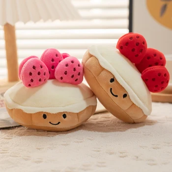  Rosto bonito Bolo de Morango Travesseiro de Pelúcia Práticas Alimentares Boneca Criativa para Crianças, Presente de Desempenho Adereços Foto Atacado
