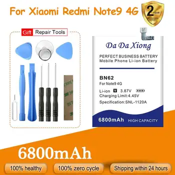  100% Original Novo 6800mAh BN62 Bateria para Xiaomi Redmi Note9 4G ( versão Chinesa ) Enviar Ferramenta de Acompanhamento