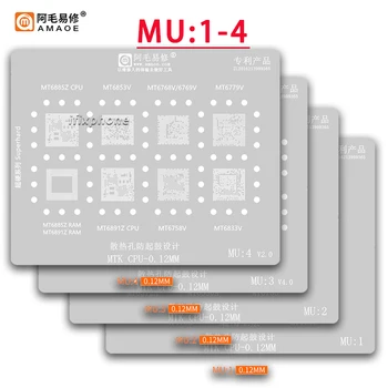  Amaoe MU1-4 BGA Reballing Estêncil Para MT6885Z MT6853V MT6769V MT6779V MT6891Z MT6758V MT6768V MTK MT CPU RAM Chip IC Malha de Aço
