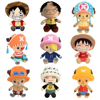  Novo 14-25cm Um Pedaço de Brinquedos de Pelúcia Anime Figura de Luffy Chopper Ás Lei Boneca Bonito dos desenhos animados de Pelúcia Chaveiro Pingentes Crianças Presentes de Natal