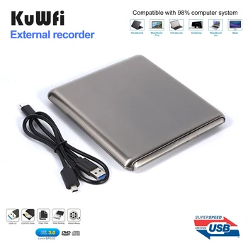  KuWFi USB 3.0-Tipo C Gravador de DVD Externo de DVD RW Óptica Gravador de CD/DVD, Gravador de Drive Para MAC sistema operacional Windows XP/7/8/10