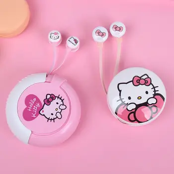  Sanrio Fones de ouvido Hello Kitty Menina Kawaii da Em-Orelha Fones de ouvido dos desenhos animados Bonitos Kt Gato Fones de ouvido com Microfone Menina de Presente de Aniversário