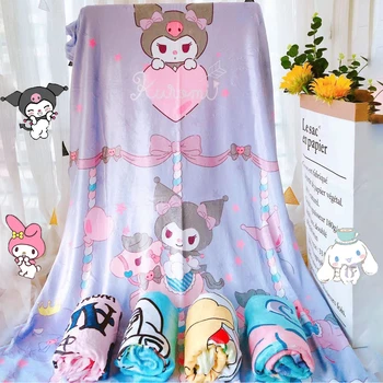  100*110 cm Kawaii Sanrios Kuromi Cinnamonroll Minha Melodia Anime Cartoon Cobertor de Flanela Condicionador de Ar Colcha de Toalhas de Banho Tapeçaria