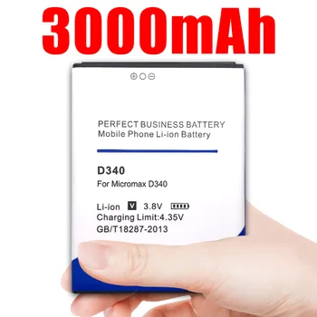  para D340 Micromax Bateria de 3000mah Telefone Móvel bateria de Li-ion de Substituição