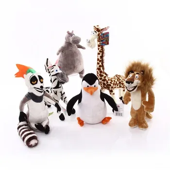  6 Estilos de Madagascar Brinquedos de Pelúcia Madagascar Cartoon Figura Leão, Girafa Penguin Zebra, Hipopótamo Bonecas Bonito Presente de Brinquedos para Crianças