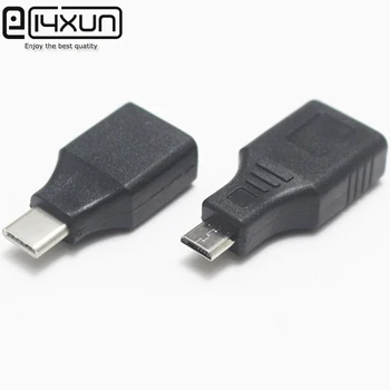  1Pcs Preto USB 2.0/3.0 UMA Fêmea Para Micro / Tipo C conector Macho de Conector USB, Conversor Adaptador de Conector para Telefone Móvel Android