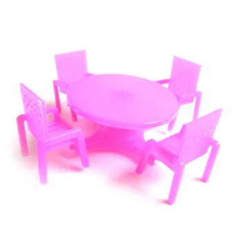  1:12 Rosa 1/12 Escala Cadeira De Jantar Mesa De Conjunto De Móveis Para Casa De Boneca De Alimentos Da Cozinha Móveis De Brinquedos Conjuntos De Casa De Bonecas Em Miniatura