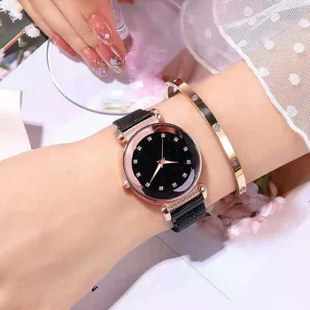  Senhoras Magnético Estrelado SHS Relógio de Luxo, Mulheres Relógios de Moda Diamante Feminino Quartzo Relógios de pulso Relógio Feminino Zegarek Damski