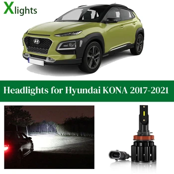  Xlights Para Hyundai KONA 2017 2018 2019 2020 2021 LED Lâmpada de Farol Baixo farol Alto Lâmpada de 12V Farol de Luz Automático Acessórios