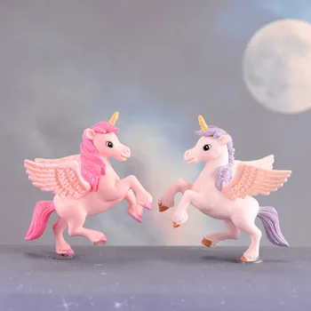  1pc dos desenhos animados Bonitos Pegasus Bonecas Unicórnio Anime Figura de Ação de Pônei Suculentas Assembleia Ornamentos Presentes Brinquedos para Crianças