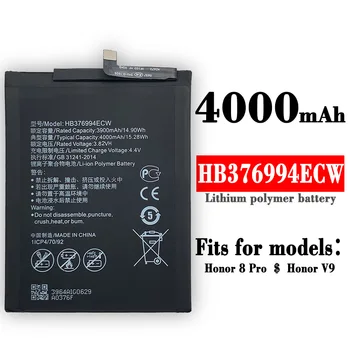  Original 4000mAh HB376994ECW Bateria do Huawei Honor 8 pro / V9 DUK-AL20 DUK-TL30 DUK-L09 Célula de Baterias para telefones celulares