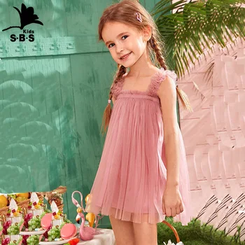  2020 Meninas de Verão Vestido de Princesa para Crianças, Roupas de Menina Funda Net Gaze Vestido Princesa Tutu cor-de-Rosa Vestido de Roupas de Crianças