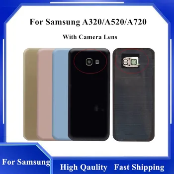  Para Samsung A320 A520 A720 A720F Bateria Tampa de Vidro Para Samsung Galaxy A3 A5 A7 2017 Porta Traseira da caixa de Volta Caso + Lente da Câmera