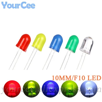  20pcs Diodo LED 10MM F10 LED Kit, Verde, Azul, Branco, Amarelo, Vermelho, DIY Eelectronic Componentes do Diodo Emissor de Luz