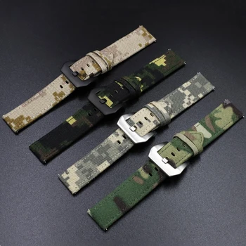  Lona+Pulseira de Couro 20mm 22mm de Camuflagem Pulseira Banda Militar Relógios Bracelete Pulseira para Homens Relógio de Acessórios