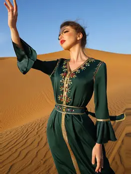  Ramadã, Eid Mubarak Cetim Kaftan Africana Vestidos Para Mulheres Dubai Abaya Paquistão Árabe Turquia Islã Vestimenta Muçulmana Caftan Marocain