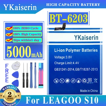  YKaiserin 100% Novo 5000mAh BT-6203 de Bateria Para LEAGOO S10 Telemóvel Em Stock Alta Qualidade +Código de Rastreamento