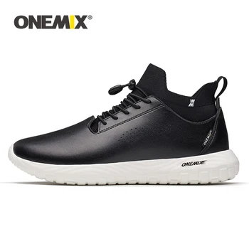  ONEMIX Tênis de Couro 2022 Nova Moda Casual, ao ar livre Mulheres Soft Original Preto Respirável Desporto, Sapatos de Menina Calçado