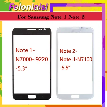  touchscreen Para Samsung Galaxy Note 1 N7000 i9220 NOTE II Note 2 N7100 Preto Frontal Externa do Vidro da Tela de toque da Lente do Painel