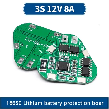  3S 12V 18650 Bateria de Lítio Placa de Protecção 11.1 V 12,6 V sobrecarga sobre-descarga proteger 8A Pack 3 Células Li-ion BMS PCM PCB