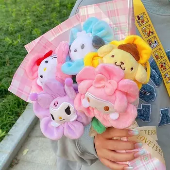  Sanrios Buquê Kawaii Doce De Pelúcia Boneca Kuromi De Hello Kitty Dos Desenhos Animados Do Brinquedo Anime Ambiente De Trabalho Ornamento Da Flor Namorada Par Presentes