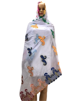  2021African Mulheres Cachecol, Xale de Algodão de Alta Qualidade Bordar Lenços Sorf Indiano Muçulmano Mulheres Lenços Para Xales de tamanho grande 195 cm*1