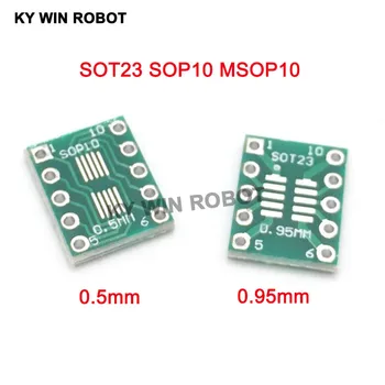  20pcs SOT23 SOP10 MSOP10 Umax SOP23 para DIP10 Painel SMD DIP do Adaptador de Placa de 0,5 mm/0.95 mm a 2.54 mm DIP Pinos da Placa do PWB de Converter