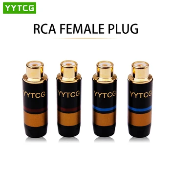  YYTCG 4pcs/muito Alta Qualidade folheada a Ouro Conector RCA RCA Fêmea Jack Adaptador de Áudio/Vídeo Conector de Fios