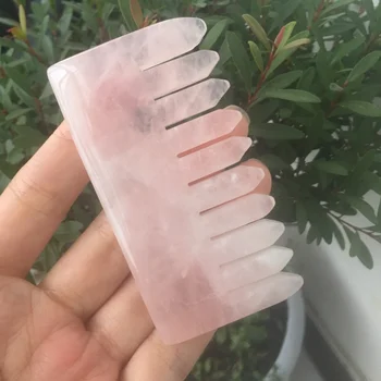  Natural Quartzo Rosa Cristal Pente Cabeça Saúde Do Cabelo Massagem Gua Sha Pentes De Cura De Saúde De Pedras De Jade Presentes