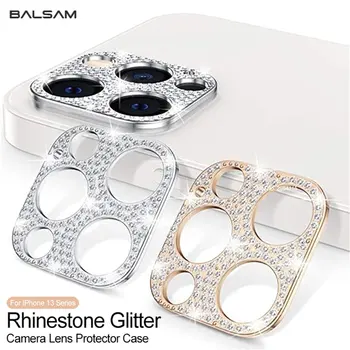  Strass, Glitter Bling Câmara Protetor Para iPhone 13 12 Mini-11 14 Pro Max 14 14 Plus Luxo 3D Diamante Brilhante Lente Tampa do Filme