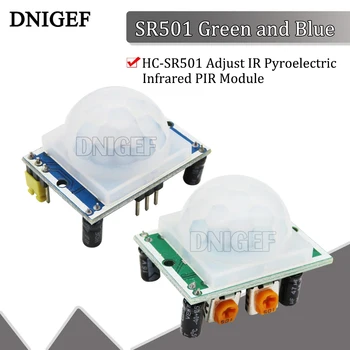  DNIGEF 1PCS SR501 Verde e Azul HC-SR501 Ajuste de INFRAVERMELHO Piroelétrico Infravermelho PIR Módulo do Sensor de Movimento de Módulo de Detector para Arduino