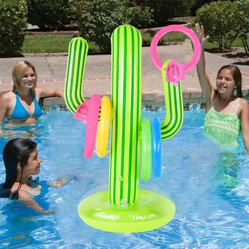  Piscina Lançar Jogos Com Anéis De Cactus Dados Balão Inflável Do Pool Party Brinquedos Para O Havaí, Casamento, Família De Jogo Ao Ar Livre