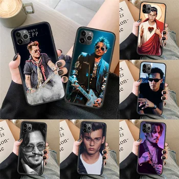  Johnny Depp Caso de Telefone Para o iphone SE DE 2020 6 6 7 8 11 12 13 Mini Plus X XR XS Pro Max preto tpu célula cobrir arte Etui