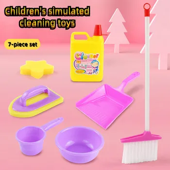  Crianças De Limpeza De Brinquedos Família De Limpeza Terno De Simulação Sanitários Limpeza Combinação De Iluminação De Brinquedo
