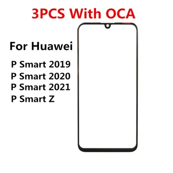  3PCS Tela Frontal Para Huawei P Inteligente 2019 2020 2021 Z Painel de Toque do LCD para Fora do Vidro de Substituir as Peças de Reparo + OCA