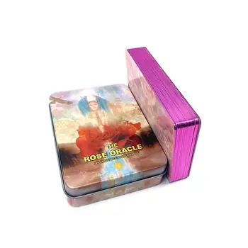  A Rosa Oracle Cartões-de-rosa banhado a Borda de Metal na Caixa de Lata 10cm*6cm de jogos de tabuleiro com papel manual festa de família jogando jogos
