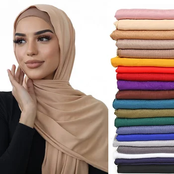  Premium Modal de Algodão hijab jersey lenço Macio Absorver o suor turbante Véu Islâmico Cabeça Muçulmano Turbantes de cabeça para as mulheres Abaya