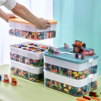  Brinquedos para crianças, Armazenamento de Caixa de Peças de Classificação de Armazenamento de Caixa de Grandes Partículas de Lego Bloco Multifuncional Caixa de Armazenamento de Organização do Lar